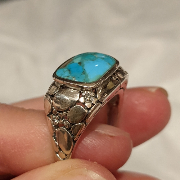 Kingman Turquoise .925 Silver Ring, size 8.5 - Picture 13 of 16